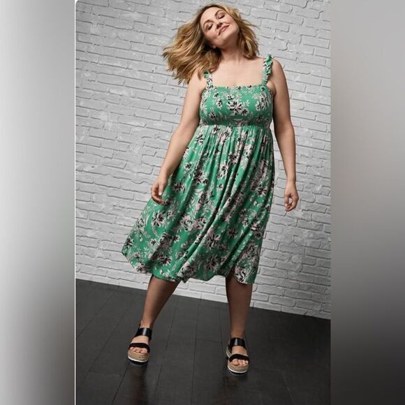 TORRID Floral Green Summer Dress - Picture 1 of 14